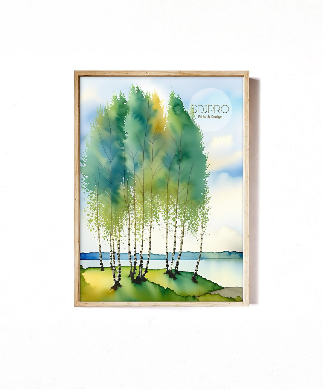 Birch Tree Wall Art, Watercolor Tree Wall Art, Digital Download