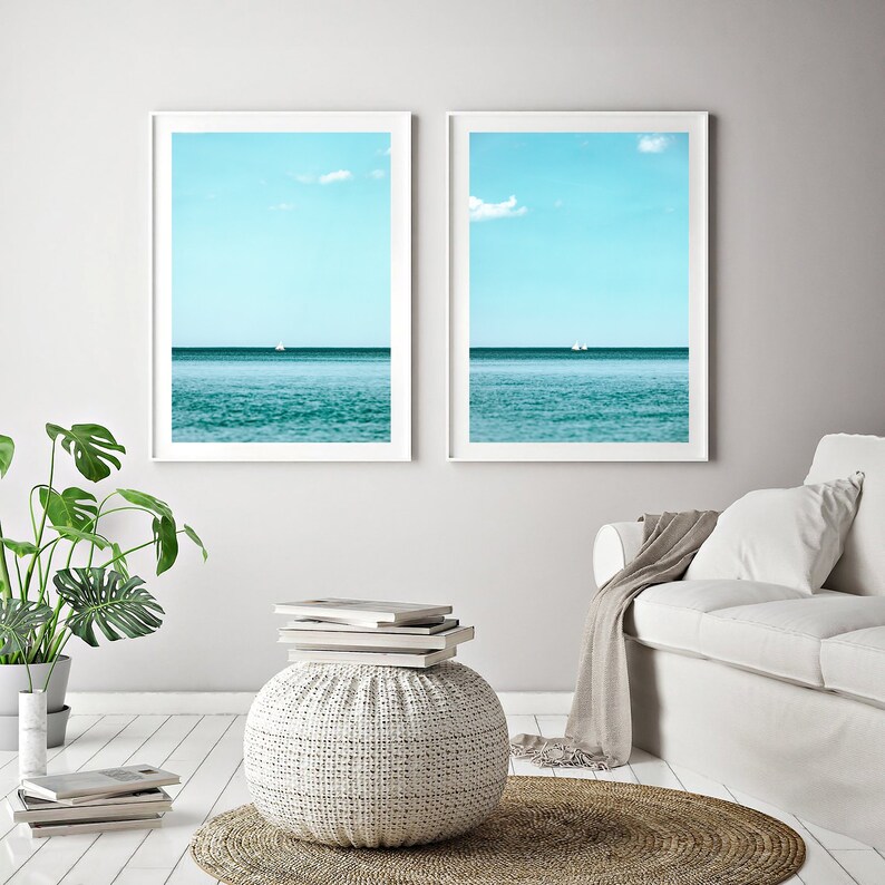 Set of 2 Beach Art Prints Beach Art Print Pastel Beach Etsy