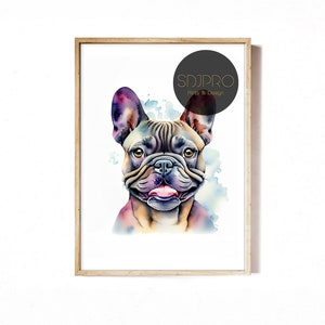 Watercolor French Bulldog Art Print: Nursery Kids Room Decor (Digital Download)
