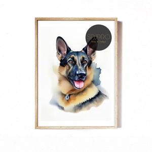 German Shepherd Art Print, Cute Dog Art Print, Nursery Wall Print, Watercolor Dog Print, German Shepherd Print, Kids Room Wall Print
