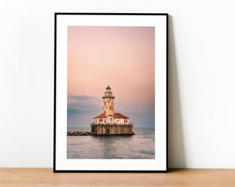 Chicago Lighthouse Photo Art Print: Vintage Poster (Instant Download)