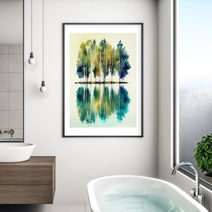 Pine Tree Wall Art, Tree Wall Art, Digital Download, Watercolor Tree Art, Home Decor, Minimalist Watercolor Painting, Modern Art Print