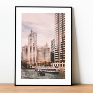Chicago Riverwalk Print, Boat Chicago Print, The Wrigley Building, Chicago River Print, Travel Digital Print, SDJPro Prints,Instant Download