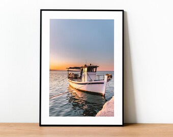 Fishing Boat at Sunrise Digital Print | Ocean Wall Art | Coastal Photography