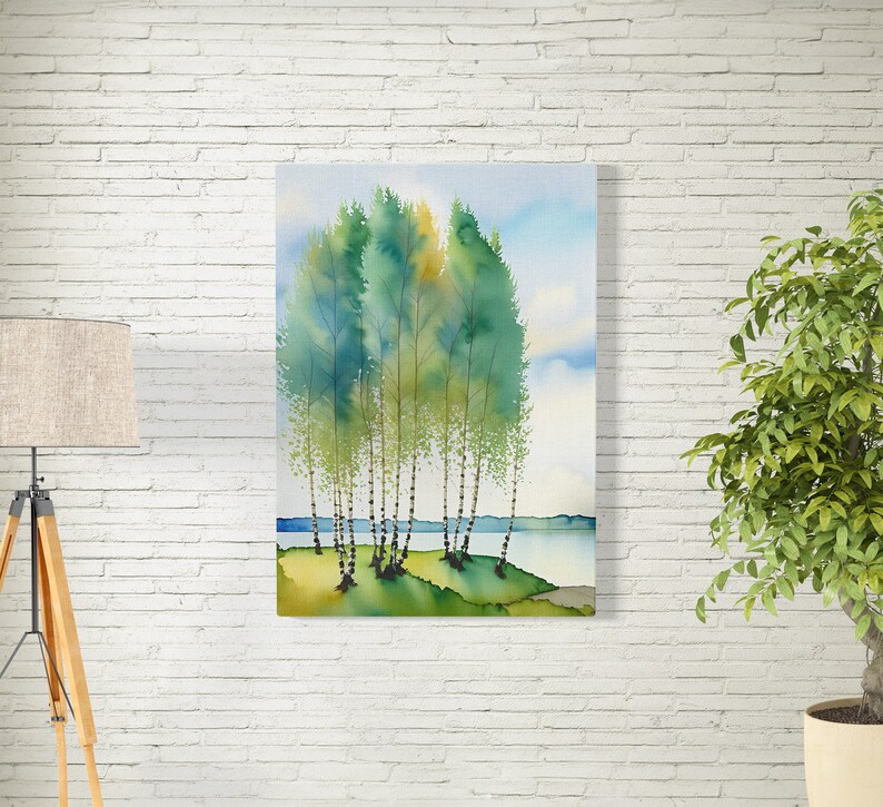 Birch Tree Wall Art, Watercolor Tree Wall Art, Digital Download