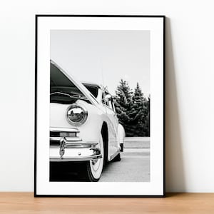 Vintage Car Wall Art, Car Poster, Classic Car Print, Black and White Car Photography Print, Automotive Wall Art, Pontiac Vintage Car Photo