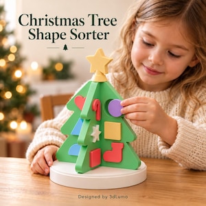 Christmas Tree Shape Sorter 3MF & 3MF Files, 12 Shapes Montessori Toddler Toy, 3D Print Preschool Activity | Digital Download