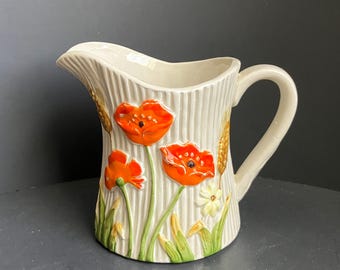 Lefton Orange Poppy and Wheat Creamer 1454 Vintage 1960s Japan