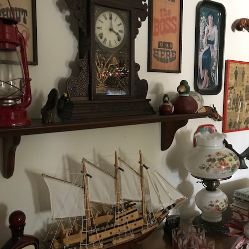 ヴィンテージ カリフォルニア陶器 リーフボウル：赤オレンジに金の