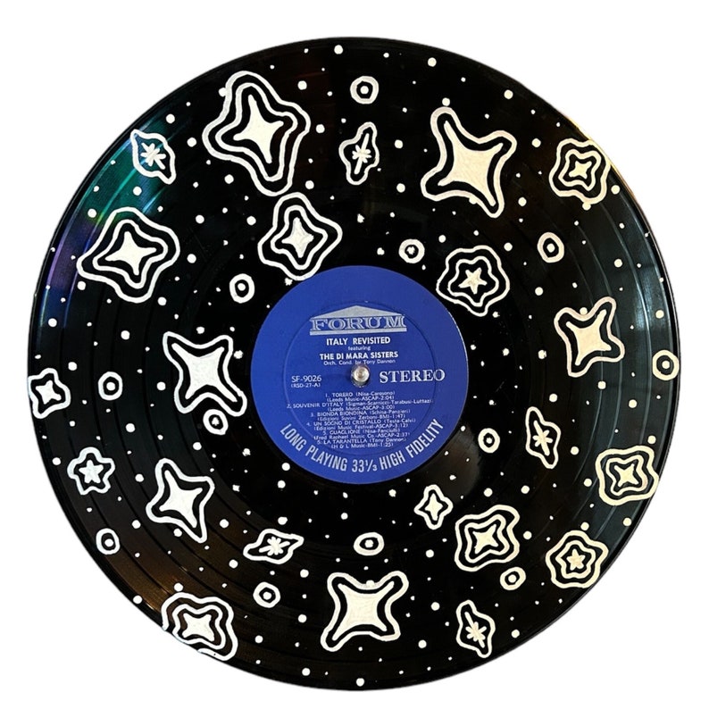 Vinyl Record Painting Traced Stars and Spots 12 Inch - Etsy