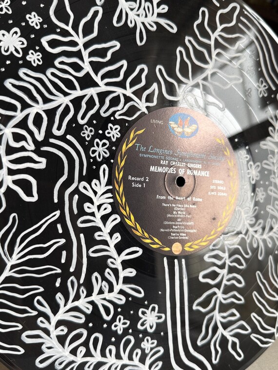 Wavy Floral Leaves 12 Inch Vinyl Record Painting - Etsy