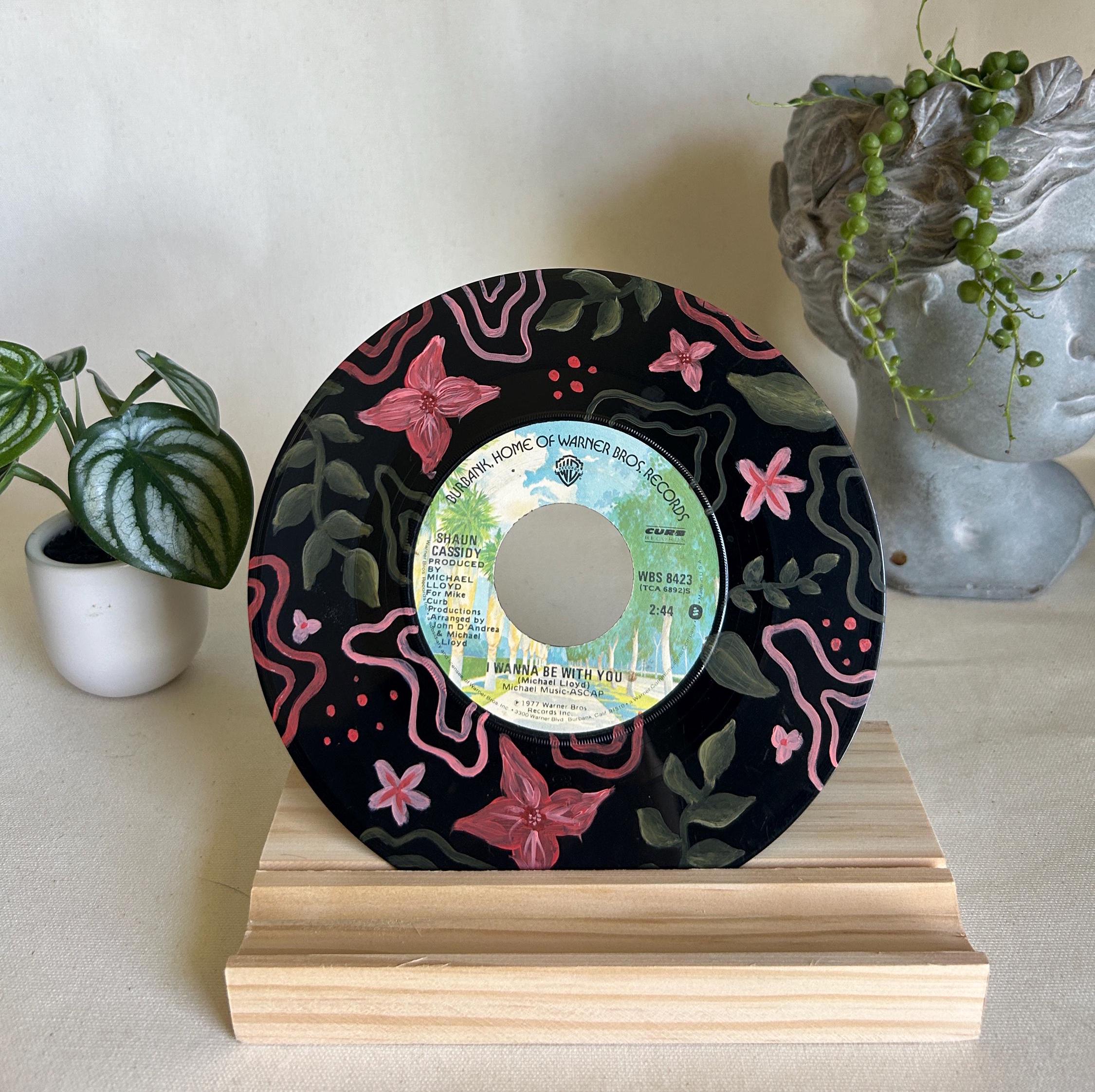 Painted Mini Vinyl Pink Flowers and Green Leaves - Etsy Canada