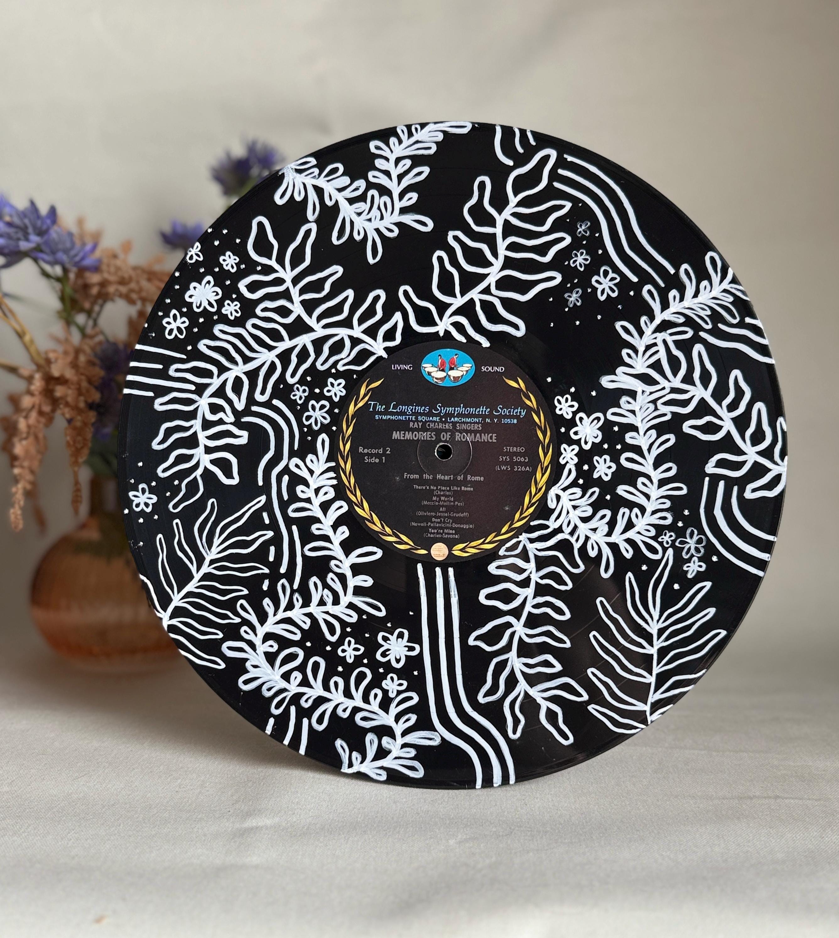 Wavy Floral Leaves 12 Inch Vinyl Record Painting - Etsy