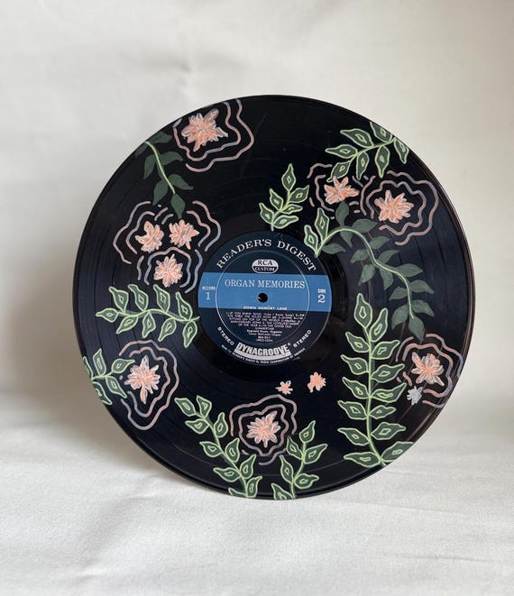 花の輪郭が描かれた 12 インチ ビニール レコード - Etsy 日本