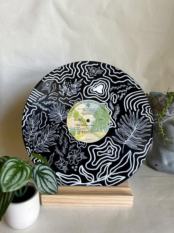 Vinyl Record Painting Floral Wave Design - Etsy Canada