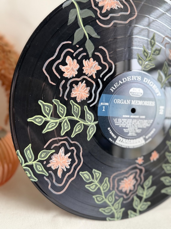 花の輪郭が描かれた 12 インチ ビニール レコード - Etsy 日本