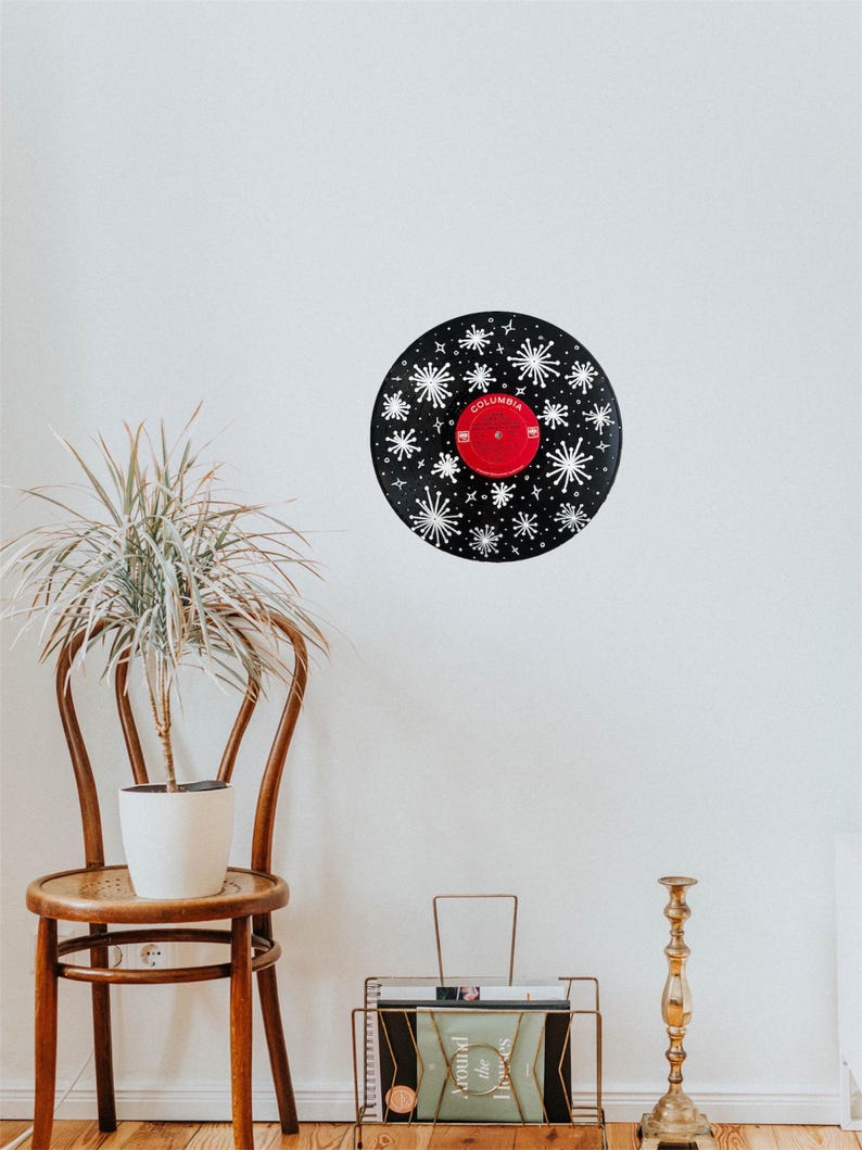 Painted Vinyl Record Retro Stars and Spots - Etsy