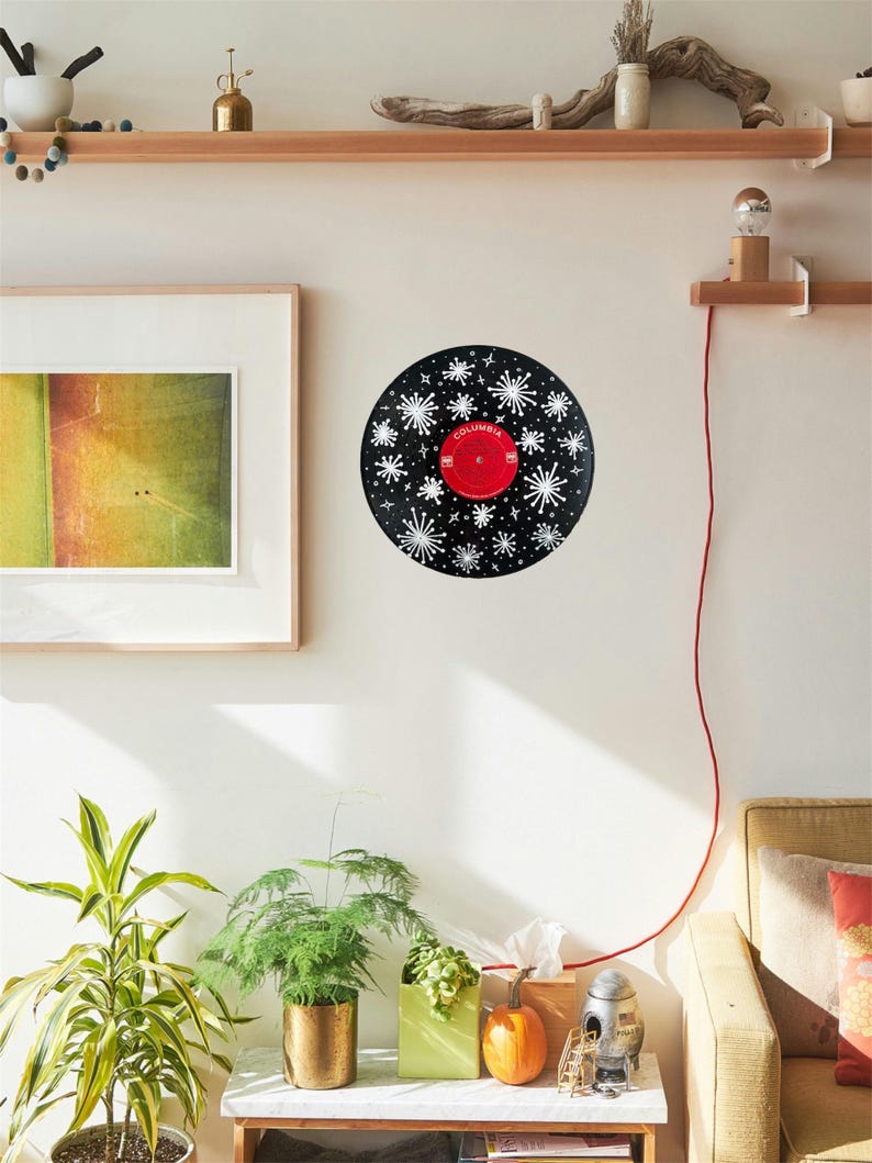 Painted Vinyl Record Retro Stars and Spots - Etsy