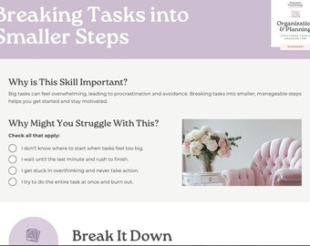 Organization & Planning – Executive Functioning Worksheets