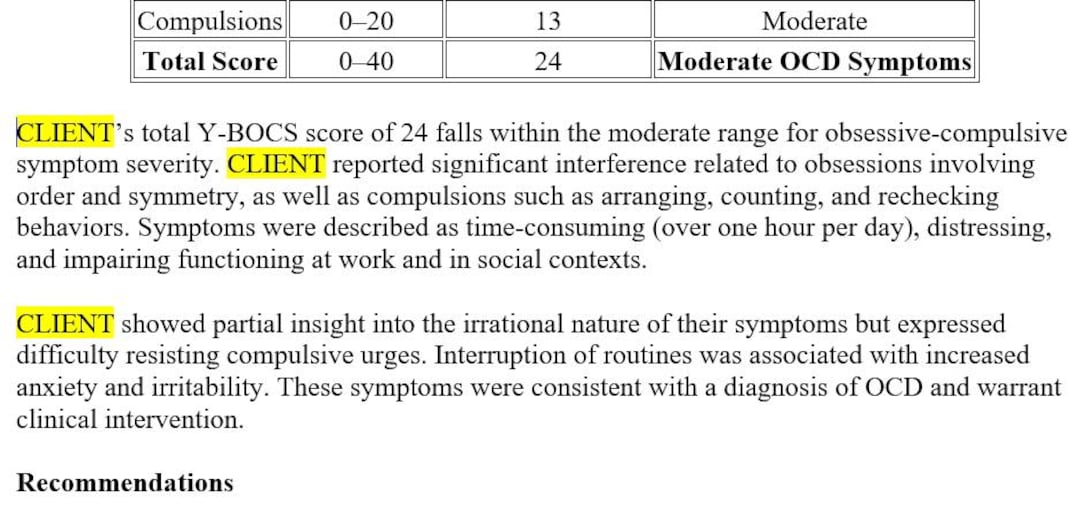 Children’s Yale-Brown Obsessive Compulsive Scale (CYBOCS) and Yale ...