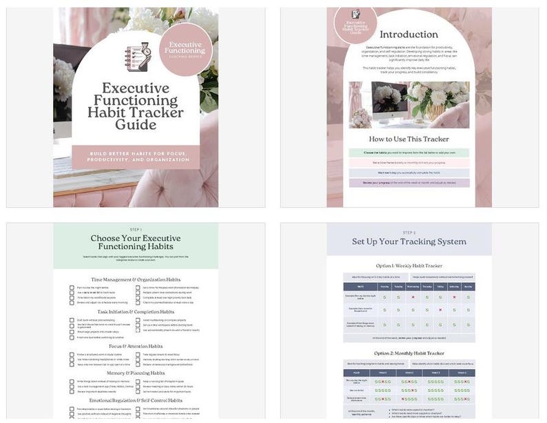 Executive Functioning Habit Tracker Guide & Tracker–customizable ...