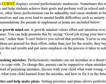 Perfectionism Strategies Bank — Editable & Customizable for Providers, Educators, and Families