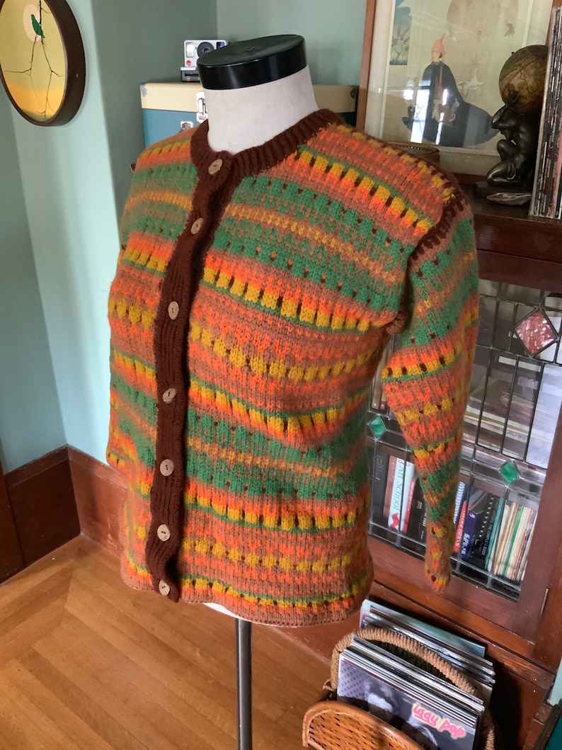 Vintage 1960/'s Hand Knit Granny SweaterCardigan