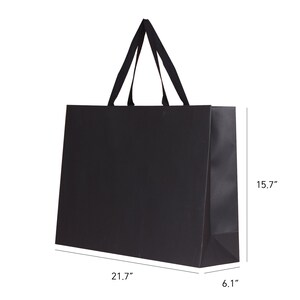 XL Big gift bags with cotton handles Extra Large thick, sturdy Giant paper bags for a padded coat or a goose down comforter 21.7x6.1x15.7 6pcs Black