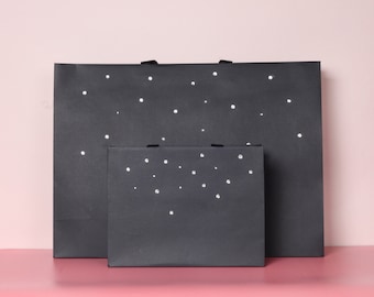 5pcs Twinkle star gift bags, a starry night black bag, premium jeweled gift, thick sturdy and durable paper bags for party and anniversary