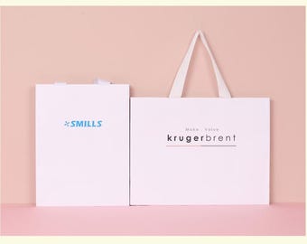 Personalized White Kraft Gift Bags – Custom Logo, Photo & Text Printing with Cotton Handles