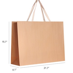 XL Big gift bags with cotton handles Extra Large thick, sturdy Giant paper bags for a padded coat or a goose down comforter 21.7x6.1x15.7 6pcs Brown