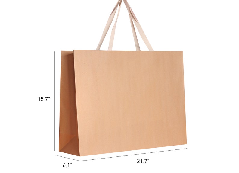 XL Big gift bags with cotton handles Extra Large thick, sturdy Giant paper bags for a padded coat or a goose down comforter 21.7x6.1x15.7 6pcs Brown