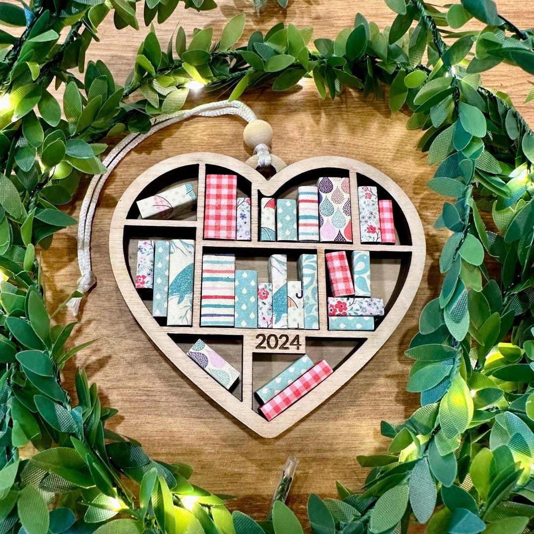 Heart Bookshelf Ornament - Etsy