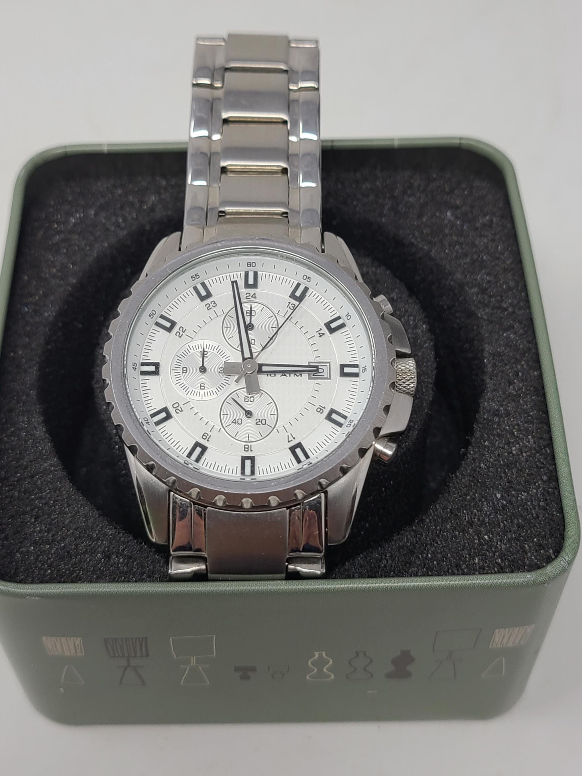 Authentic Fossil Blue Leather Strap quartz Watch Silver Dial Date original box Fossil Blue Leather Wristwatches for sale | eBay main image 4