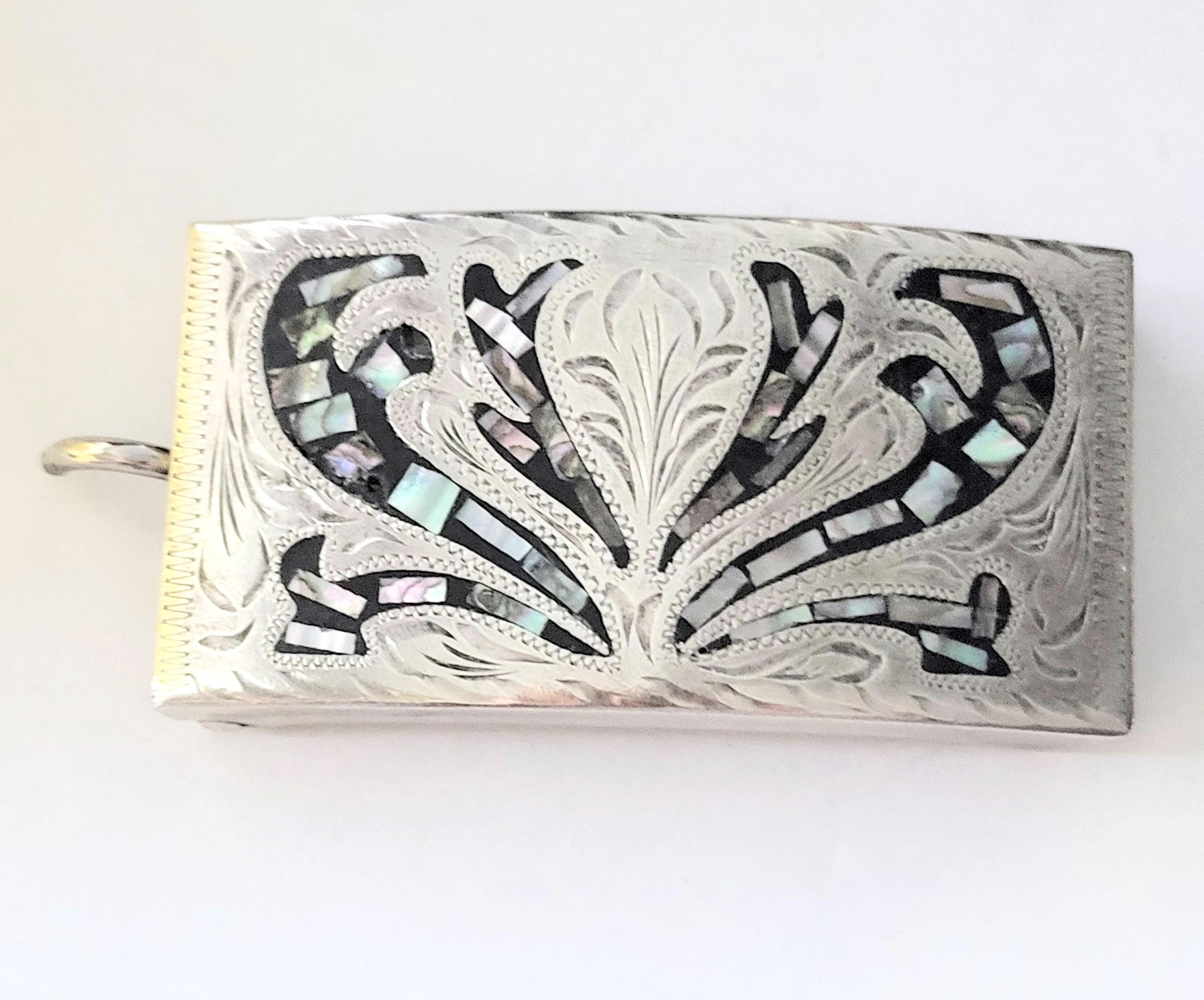 Buckle, Alpaca Mexican Silver and Abalone Inlaid - Etsy