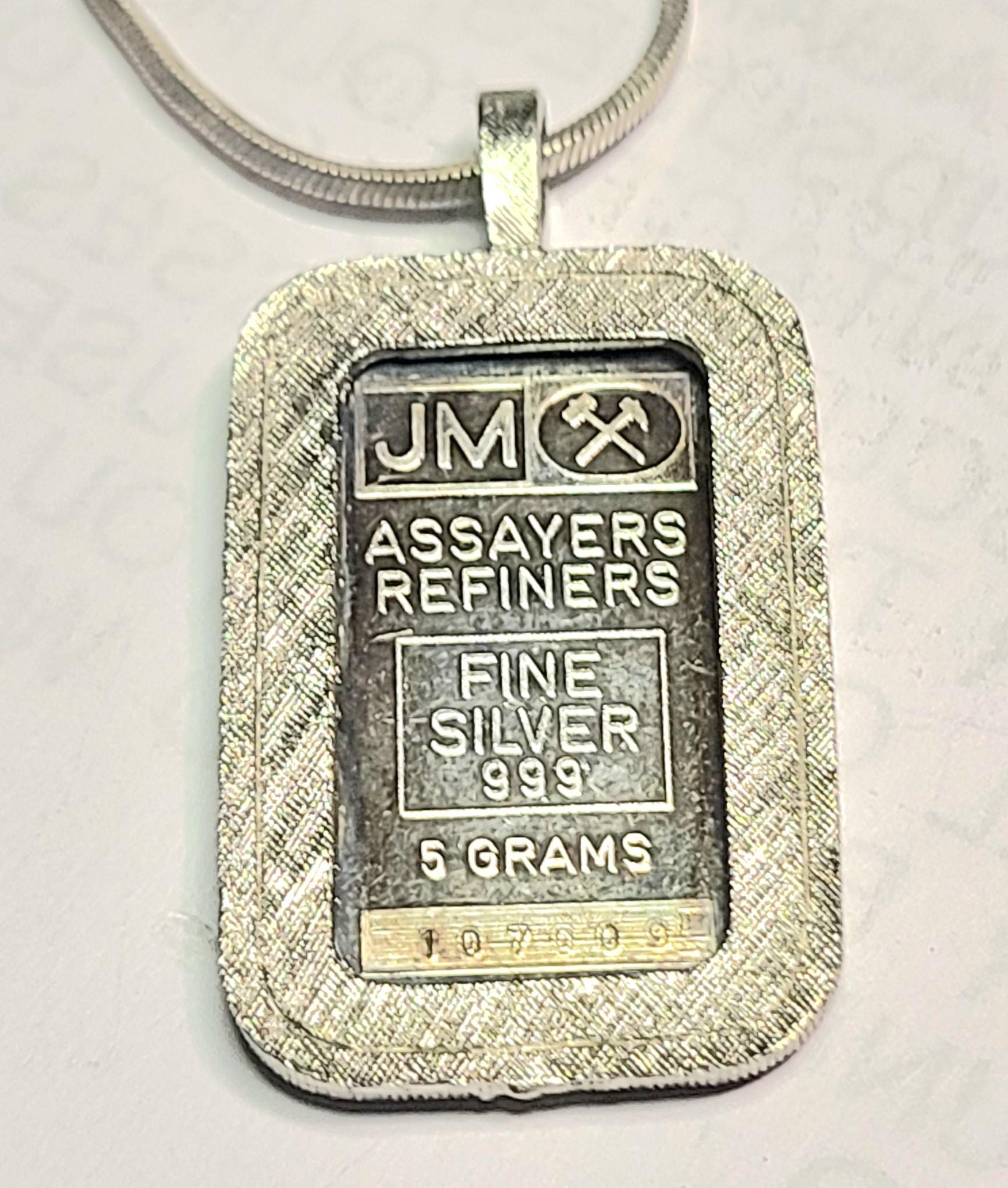 Jewelry, Necklace, Silver Bullion Bar Pendant Necklace, .999