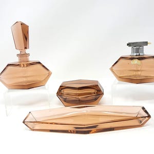 Dresser Set, Kristall Glass Vanity set: German Made, 4-Piece, Vintage & very Rare set