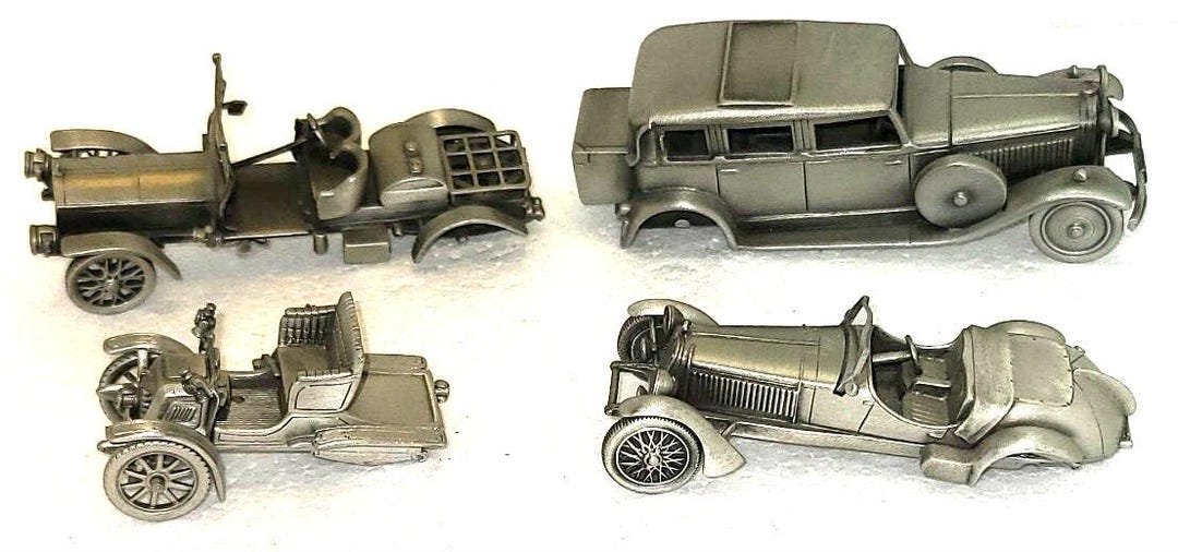 Toy, Cars, Model, Danbury Mint Pewter Cars, Miniatures