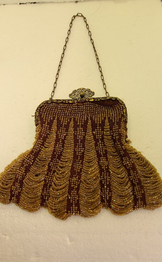 Purse,  Vintage Brown Beaded Purse