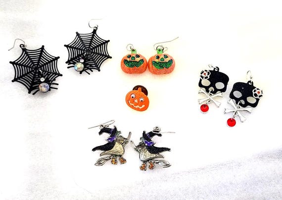 Jewelry, Assorted Holiday Earrings and PIn, Halloween