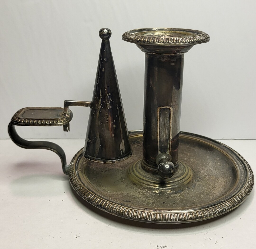 Antique Silver Candlestick Holder With Snuffer and Lift Etsy