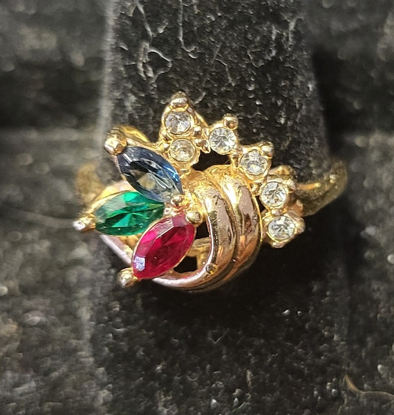 Jewelry, Roman signed Multicolored Gold Tone Ring