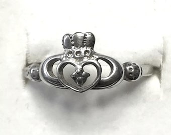 Jewelry, Ring, 925, Traditional Silver Irish Claddagh Ring, 2.233 g, Size 8