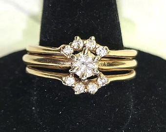 Jewelry, Ring, 14K Gold Diamond Engagement Ring & Wedding Band Enhancer, 5.504g
