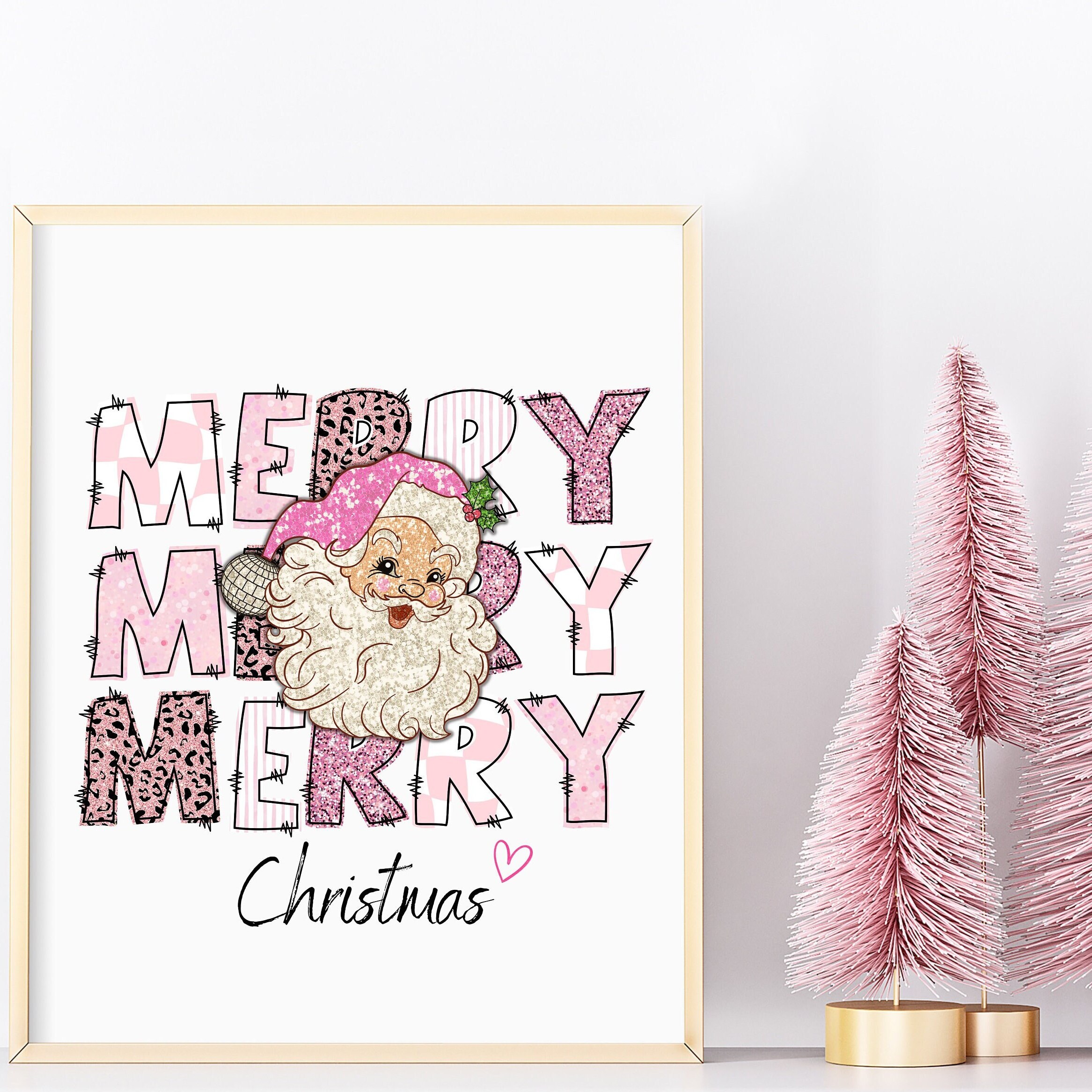 Pink Santa PNG, Retro Christmas, Santa Claus Digital Download ...