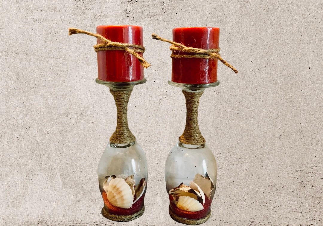 Wine Glass Candle Holders Candle Decor Candle Holders Etsy