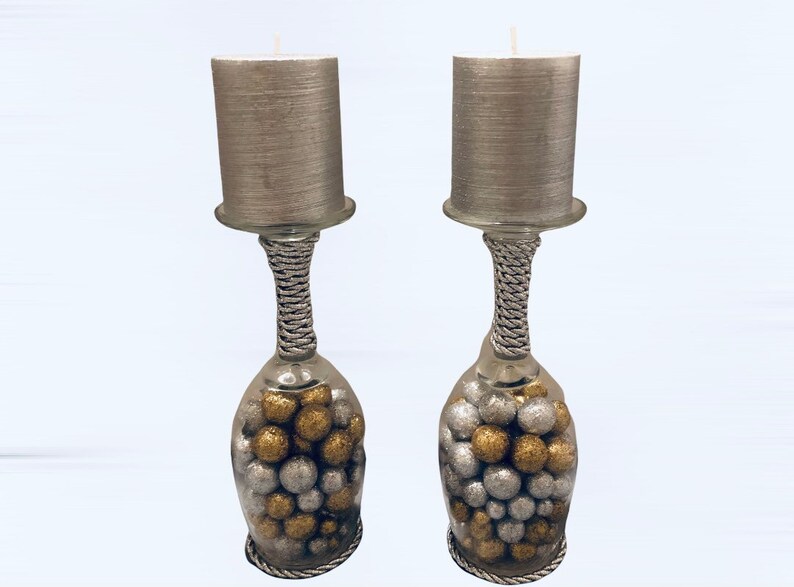 Wine Glass Candle Holders Candle Holders Candles Candle Etsy