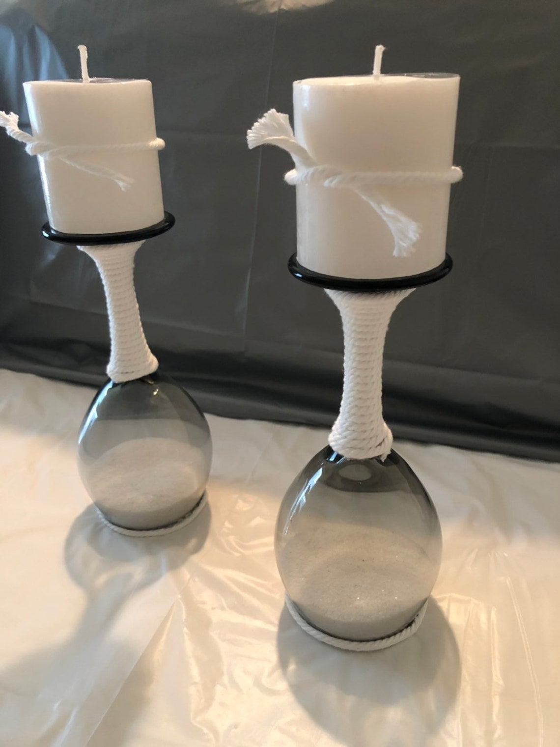 Wine glass candle holders Candle holders Candles Candle Etsy