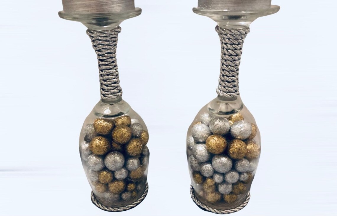 Wine Glass Candle Holders Candle Holders Candles Candle Etsy