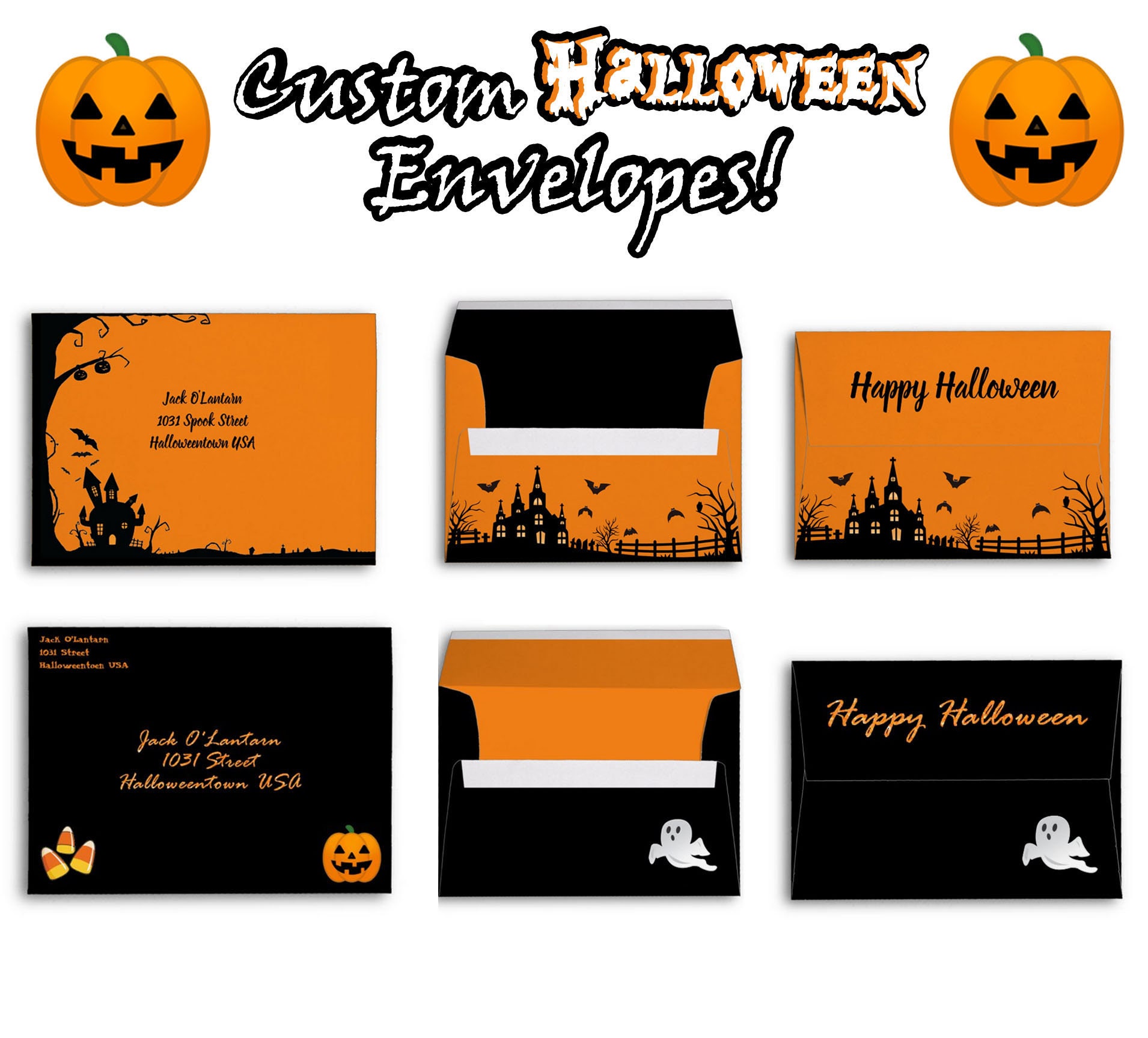 Personalised Adult Spooky House Halloween Party Invites envelopes HP19 